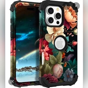 Floral Protective Phone Case for iPhone - Black Multi